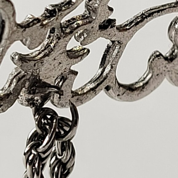 Vintage Antique Silver Statement Pendant Filigree Round Pendany - Picture 9 of 12